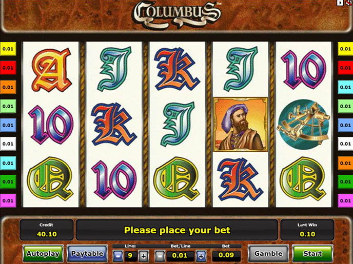 Main screen of Columbus machine