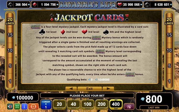 Jackpot in Savanna's Life slot