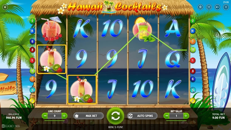 Winning in Hawaii Cocktails machine